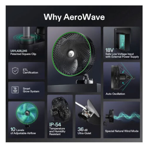 VIVOSUN AEROWAVE E9 9" CLIP ON FAN - Image 6
