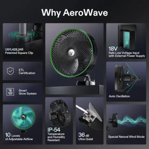 VIVOSUN AEROWAVE E9 9" CLIP ON FAN - Image 4