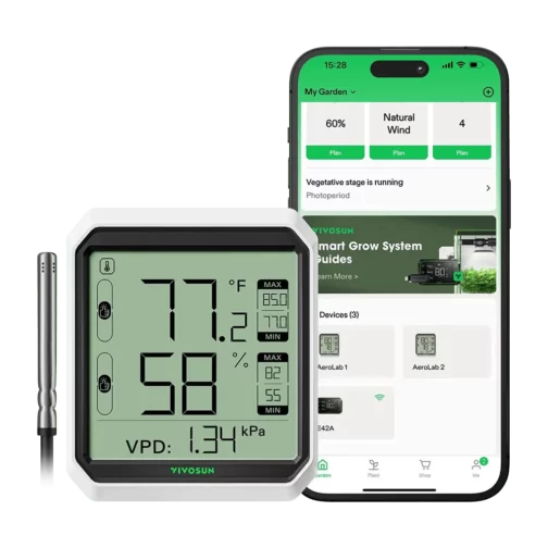VIVOSUN AEROLAB BLUETOOTH HYGROMETER THERMOMETER AND EXTERNAL SENSOR