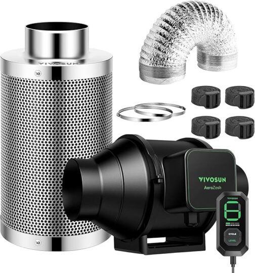 VIVOSUN AEROZESH S4 4" FAN + CARBON FILTER + DUCTING + E12 CONTROLLER KIT