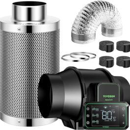 VIVOSUN AEROZESH S6 6″ FAN + CARBON FILTER + DUCTING + E42A CONTROLLER KIT
