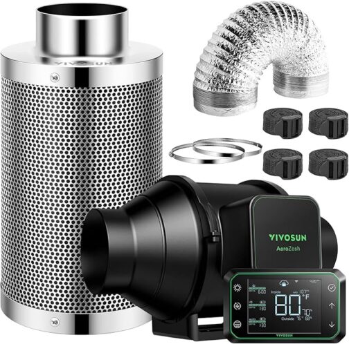 VIVOSUN AEROZESH S4 4" FAN + CARBON FILTER + DUCTING + E42A CONTROLLER KIT