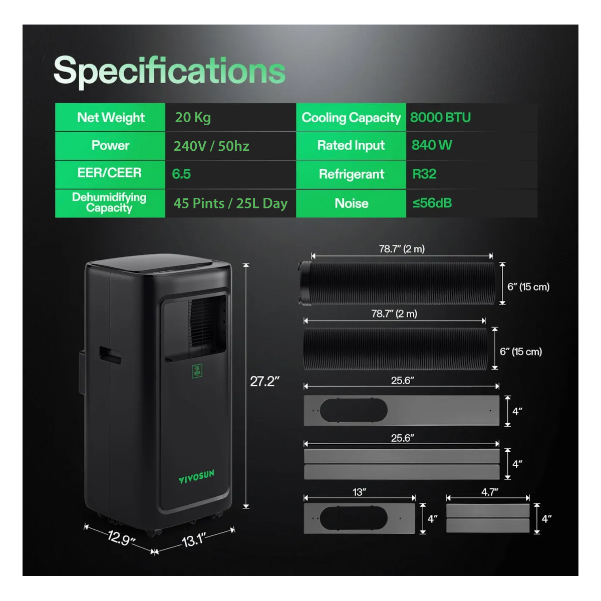 VIVOSUN AEROLUSH CO8 INTELLIGENT AIR CONDITIONER - Image 8