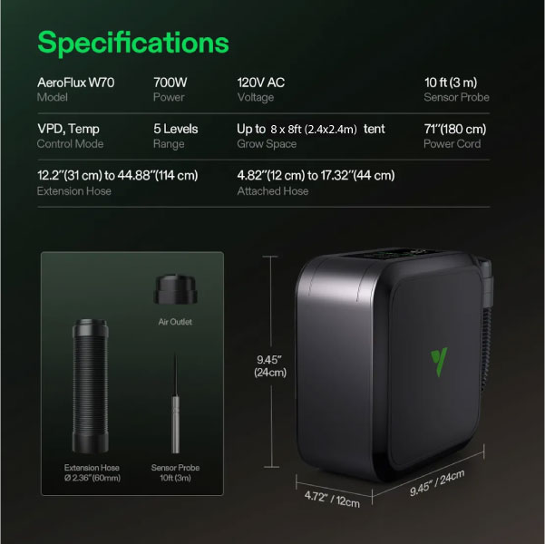 VIVOSUN AEROFLUX GROW TENT HEATER 700W - Image 7