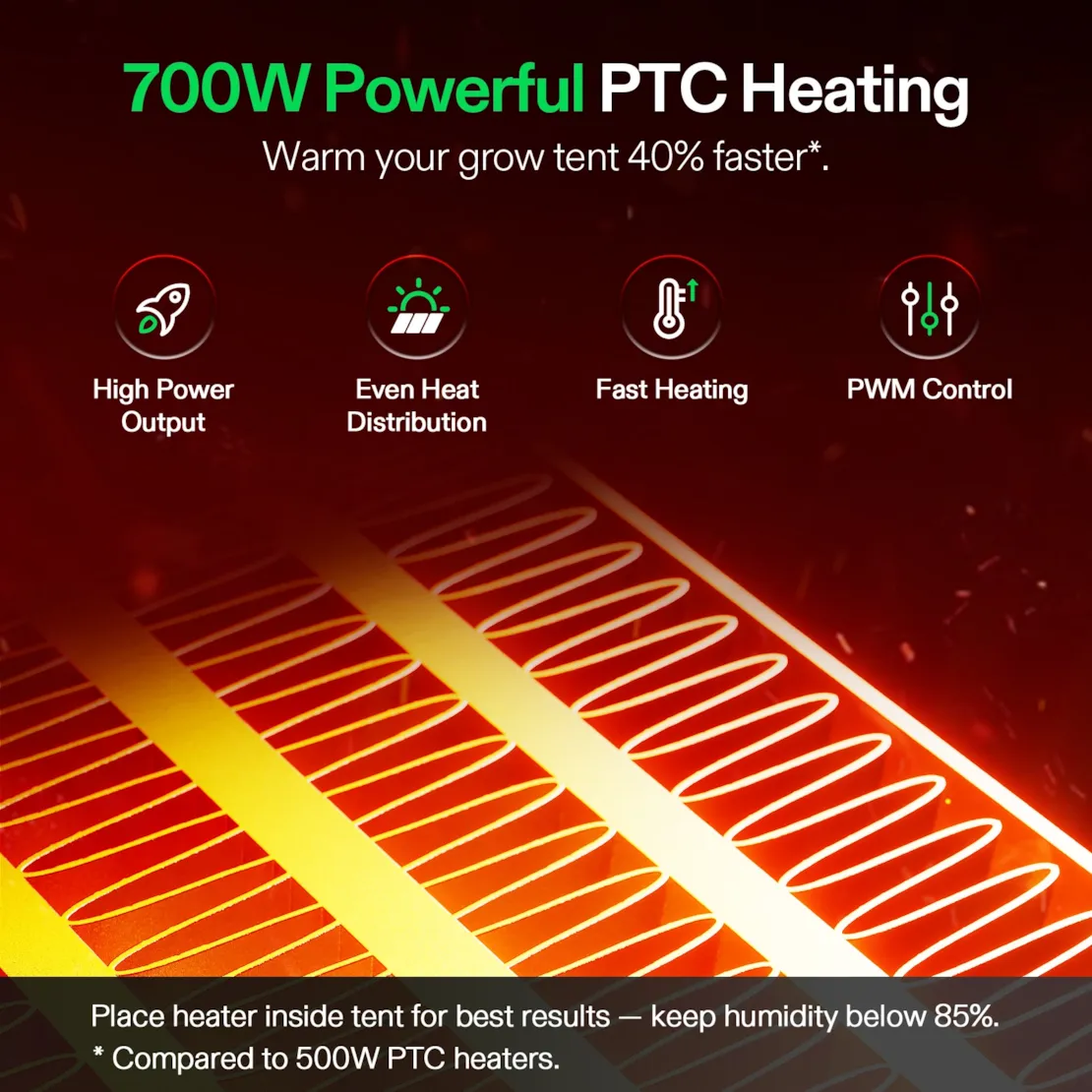 VIVOSUN AEROFLUX GROW TENT HEATER 700W - Image 5