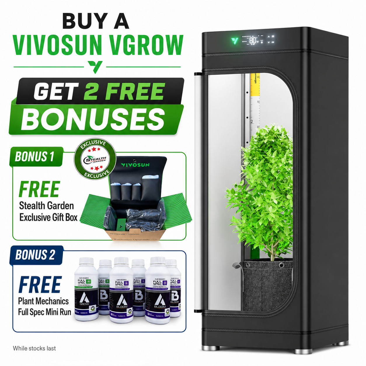 VIVOSUN VGROW INCLUDES EXCLUSIVE UPGRADE BOX + BONUS MINI RUN KIT FULL SPEC