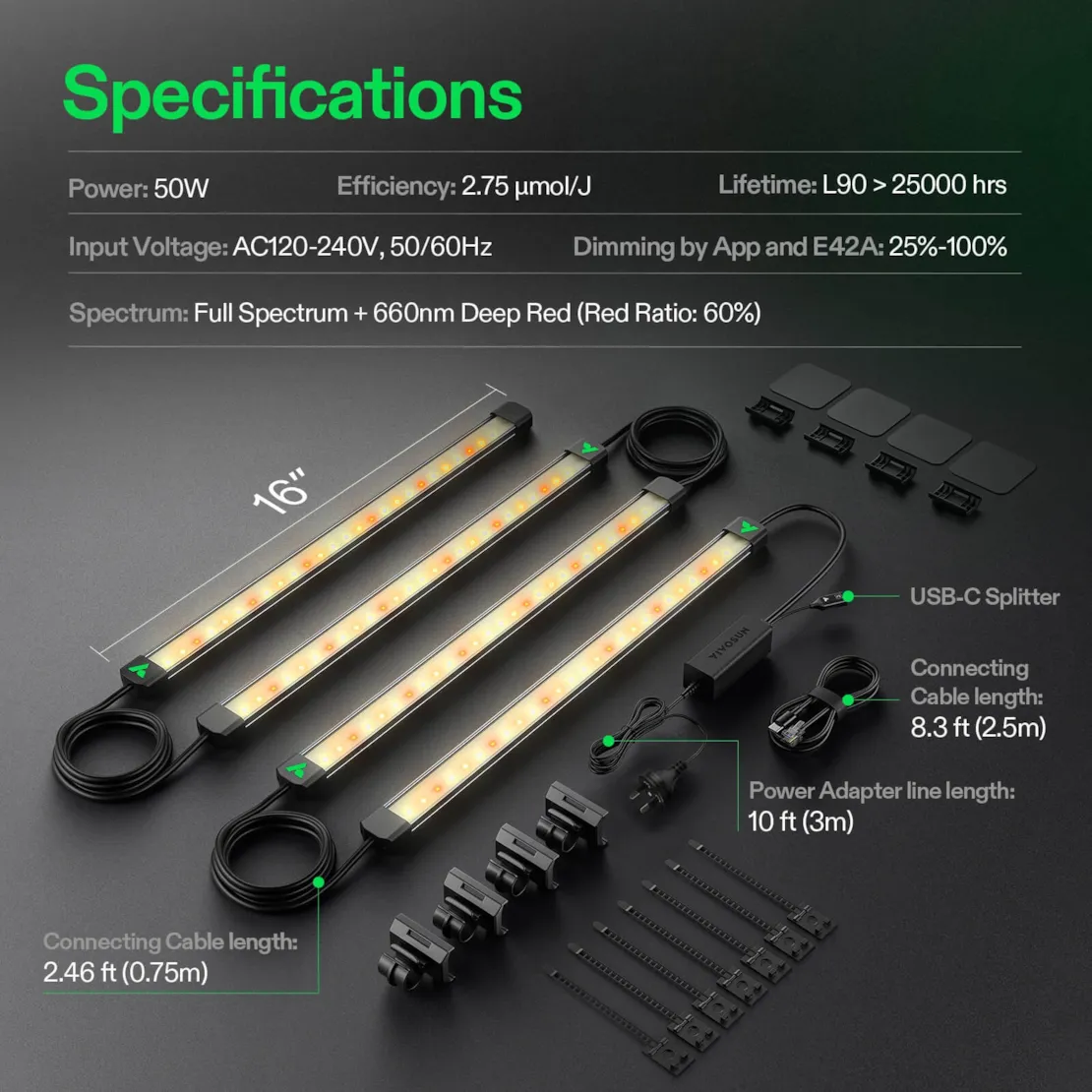 VIVOSUN LUMARAY SIDE LIGHTS 4 BAR, FULL SPECTRUM LED LIGHT - Image 2